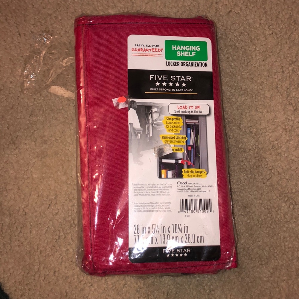 brand new, red locker organizer